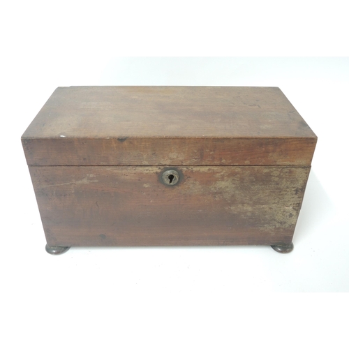 79 - 19th Century tea caddy containing a collection of various ephemera including buttons etc.