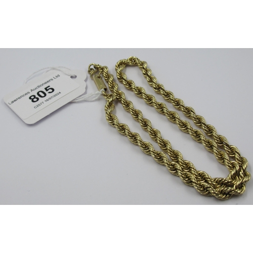 805 - 9ct Gold rope link necklace, 41g