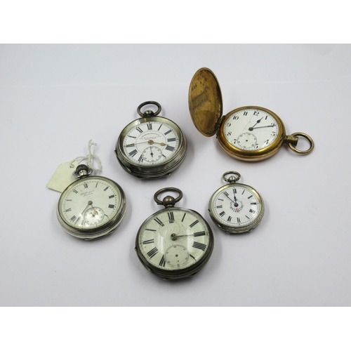 859 - 935 Silver cased pocket watch ' The Midland Lever  ', together with four pocket watches to include a... 