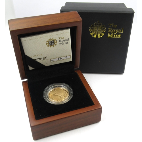 862 - Elizabeth II 2012 full sovereign, in original Royal Mint box with booklet