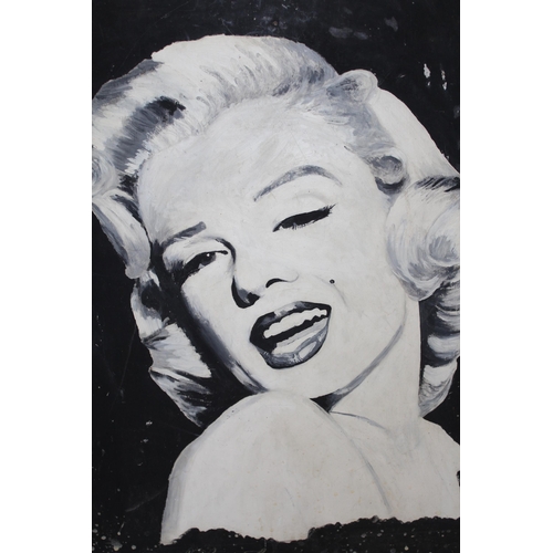 871 - Monochrome mixed media on board, portrait of Marilyn Monroe, indistinctly signed, 49cm x 39cm