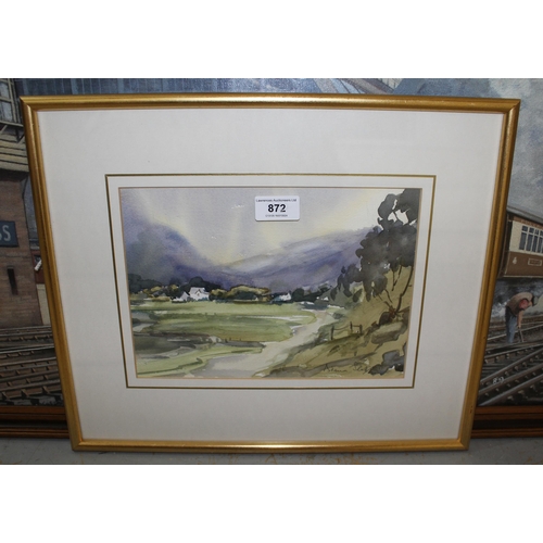 872 - Diana Scott, signed watercolour of Llanberis, Wales, 18cm x 25cm, together with seven unsigned water... 