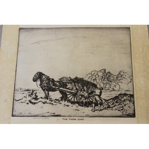 883 - Ernest Herbert Whydale, unframed etching, titled ' The Farm Cart ', signed