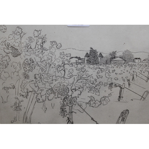 884 - Anthony Gross, ' Clos Des Cedres ' etching, signed in pencil, 25cms x 31cms