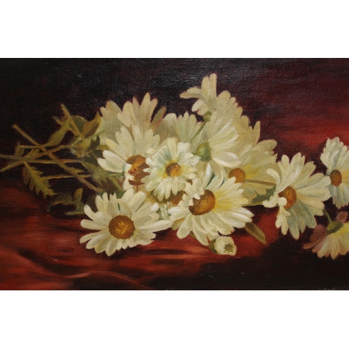 895 - Oil on canvas board, still life of flowers, indistinctly signed, 33 x 24cm, together with five other... 