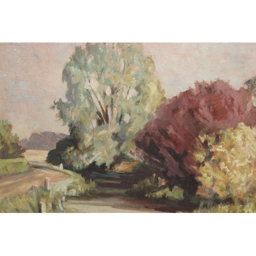 898 - H.E. Lewis, oil on board, the bridge, Hailsham, 35.5 x 45.5cm, together with five other unframed oil... 