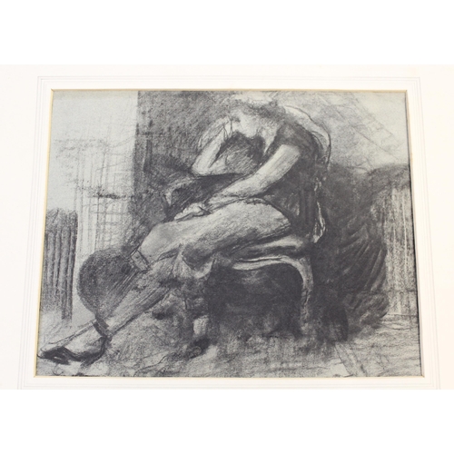 902 - Charcoal drawing, study of a seated lady, another sketch verso, signed Henry Haley, 24 x 30cm, toget... 