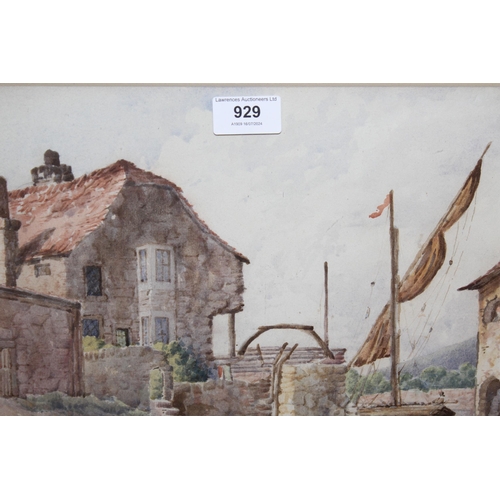 929 - 19th Century watercolour, riverside cottage, possibly Maidstone, Kent, 24 x 32cm and another 19th Ce... 