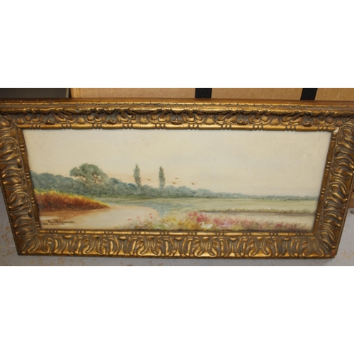 931 - Box containing a quantity of various 19th and 20th Century gilt framed watercolours including landsc... 