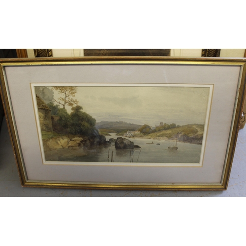 931 - Box containing a quantity of various 19th and 20th Century gilt framed watercolours including landsc... 