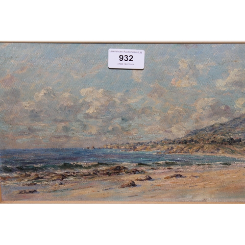 932 - 20th Century oil on canvas board, coastal scene, unsigned, 19 x 29cm, together with an oil on board,... 