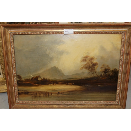 950 - Pair of 19th Century oils on canvas, river landscapes with track and pond, indistinctly signed, 19 x... 