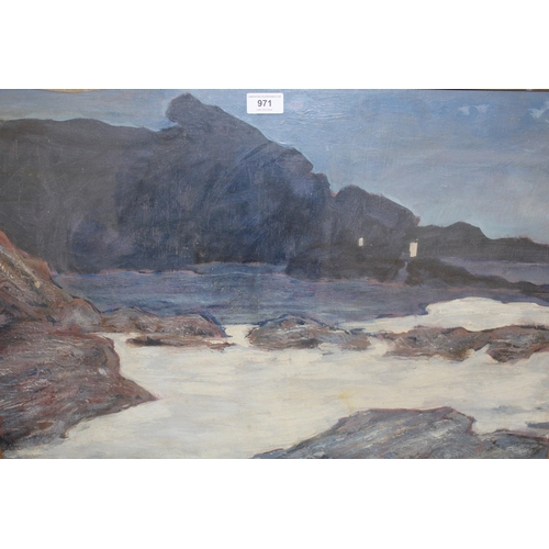 971 - Late 20th Century oil on canvas, coastal scene of Cape Elizabeth, indistinctly signed, 49 x 69cm