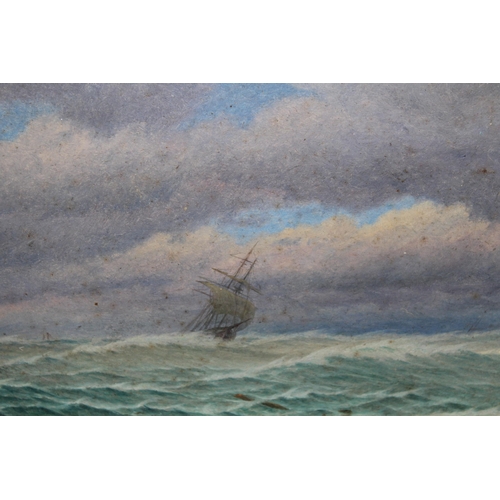 975 - Frederick William Meyer, group of five oil paintings on board, ' Sunrise on the North Sea ', ' Storm... 