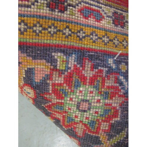 16 - Modern Kashan rug, with all-over floral design on red ground with borders