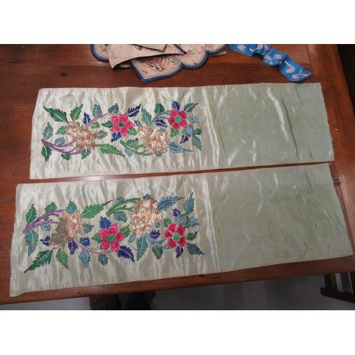 55 - Small quantity of Chinese silk embroidered textiles