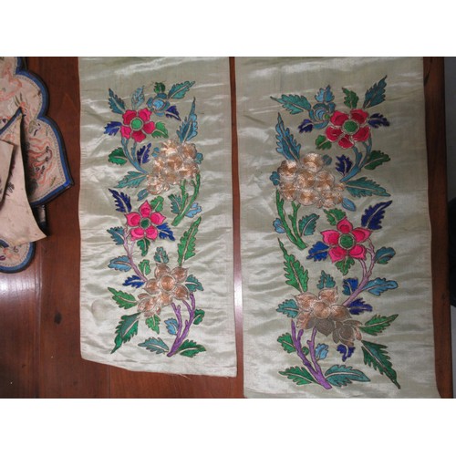 55 - Small quantity of Chinese silk embroidered textiles