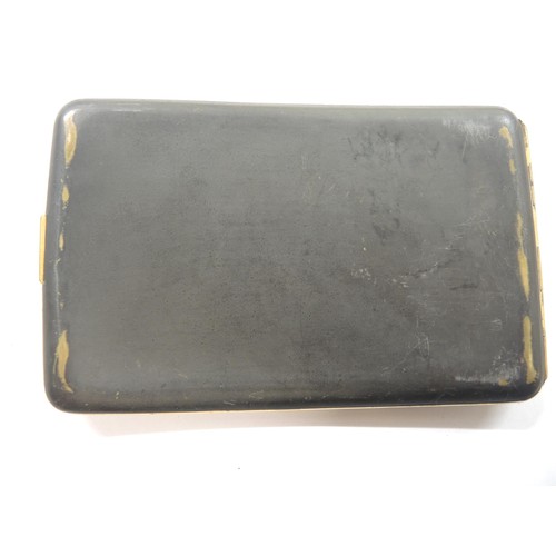 199 - Japanese gilt metal curved card case, together with a similar cigarette case