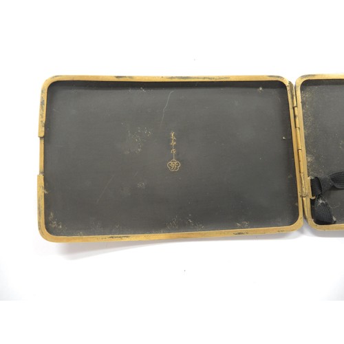 199 - Japanese gilt metal curved card case, together with a similar cigarette case