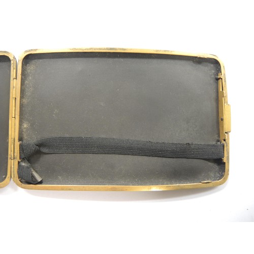 199 - Japanese gilt metal curved card case, together with a similar cigarette case