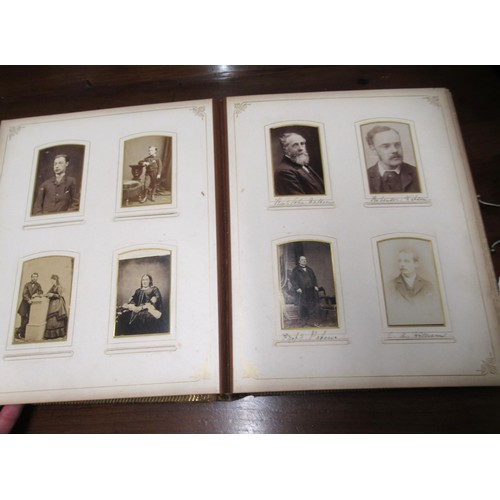 102 - Large Victorian leather bound family photograph album containing miscellaneous portrait photographs ... 