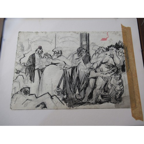 1000 - Harold Hope Read, watercolour, figures in a bedroom, dated 1914, unsigned, 27 x 18cm, framed with an... 