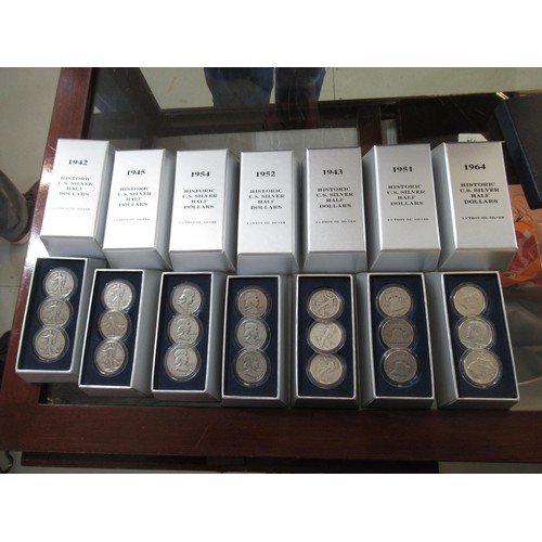 728 - Box containing a collection of various American silver coins in cases, together with other various p... 