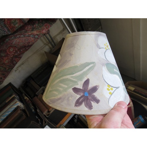 53 - Three Charleston Farmhouse Bloomsbury handmade and painted lamp shades of varying sizes, two signed