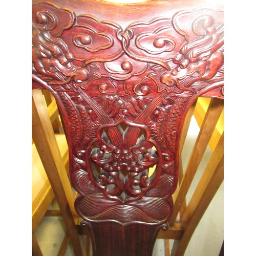 1518 - Pair of good quality Chinese carved hardwood  side chairs