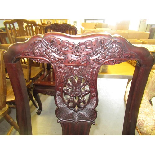 1518 - Pair of good quality Chinese carved hardwood  side chairs