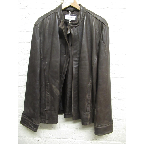 60 - Calvin Klein, gentleman's leather jacket, size L