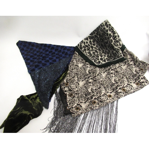 62 - Alexia, London, fringed scarf / shawl and another by Alexia with velvet and sequinned decoration