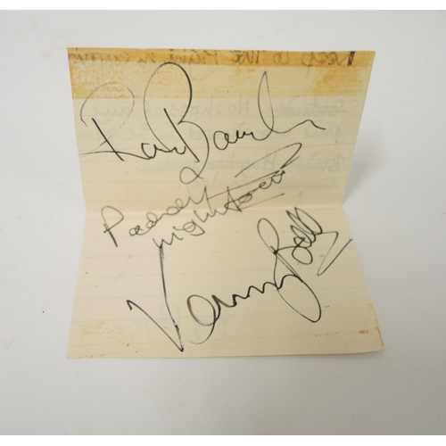 111 - Autograph book containing a collection of jazz musician signatures including Louis Armstrong, Acker ... 