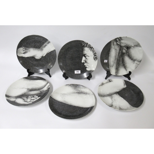 556 - Fornasetti Milano set of twelve Adamo printed wall plates, 25cm diameter