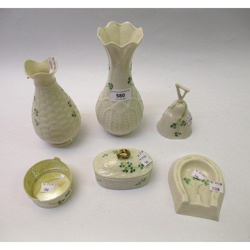 580 - Group of six various items of Belleek porcelain