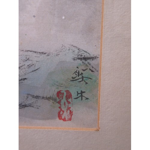 1046A - Two small Chinese watercolours with character marks in a single frame