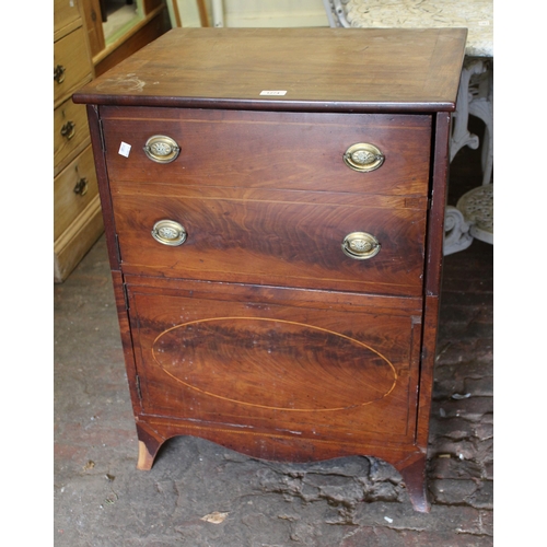 1274 - 19th Century mahogany commode chest on splay supports (at fault), 59cm wide x 47cm deep x 78cm high