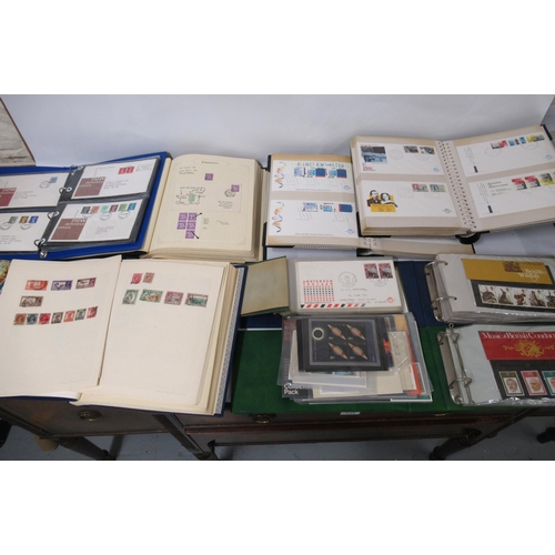 101 - Collection of mainly British QEII stamps, mainly high face value groups, in albums and various First... 