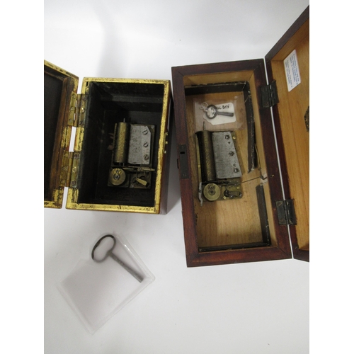 126 - Two small late 19th / early 20th century wooden cased music boxes