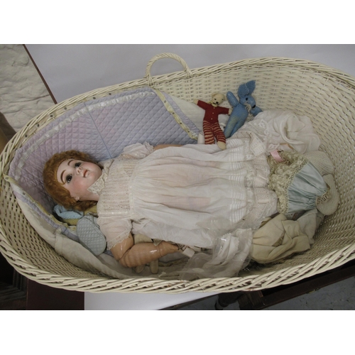 128 - Jules Steiner & Jumeau large bisque headed doll (with extensive damage to the bisque head), the head... 