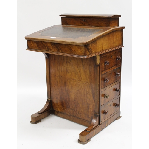 1680 - 19th Century inlaid mahogany Davenport, with leather inset writing slope and side drawers with oppos... 