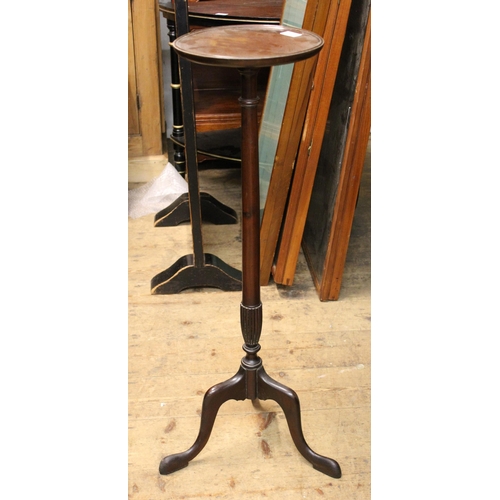 1696 - Edwardian mahogany torchere with a tripod base, together with a mahogany three tier folding cake sta... 