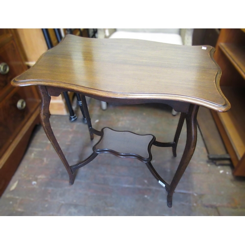 1719 - Edwardian rectangular mahogany two tier occasional table on cabriole supports