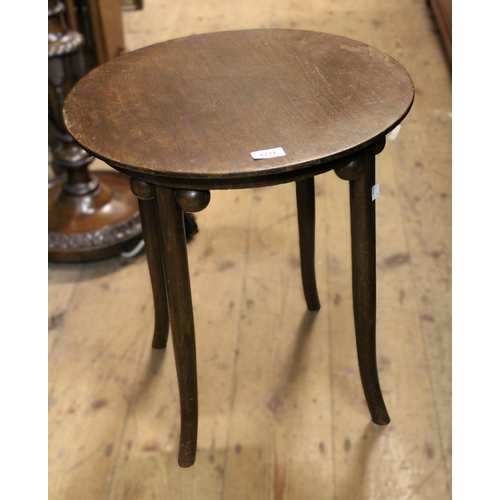 1731 - Circular Bentwood side table on swept supports, possibly Josef Hoffman, 48m diameter x 54cm high