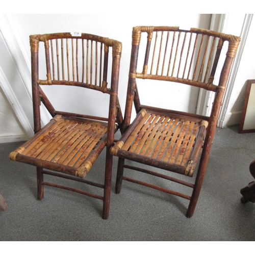 1735 - Pair of children's folding bamboo and wooden chairs