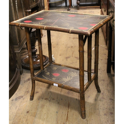 1737 - Mid 20th Century bamboo rectangular two tier occasional table with bamboo print top and undertier, 6... 