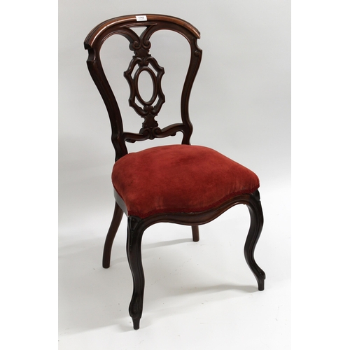 1742 - Set of six 19th Century mahogany dining chairs, with carved splat backs on cabriole front supports w... 