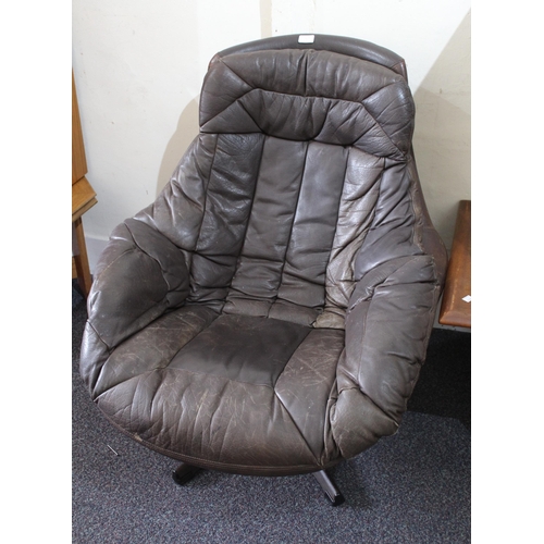 1759 - Pair of mid 20th Century Bramin Danish brown leather tub chairs