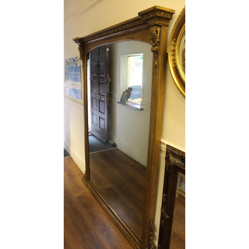 1764 - Large 19th Century rectangular dome top gilt framed overmantel mirror, retaining original mirror pla... 