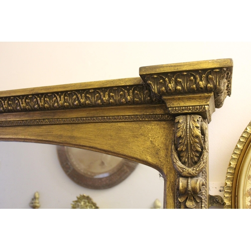 1764 - Large 19th Century rectangular dome top gilt framed overmantel mirror, retaining original mirror pla... 